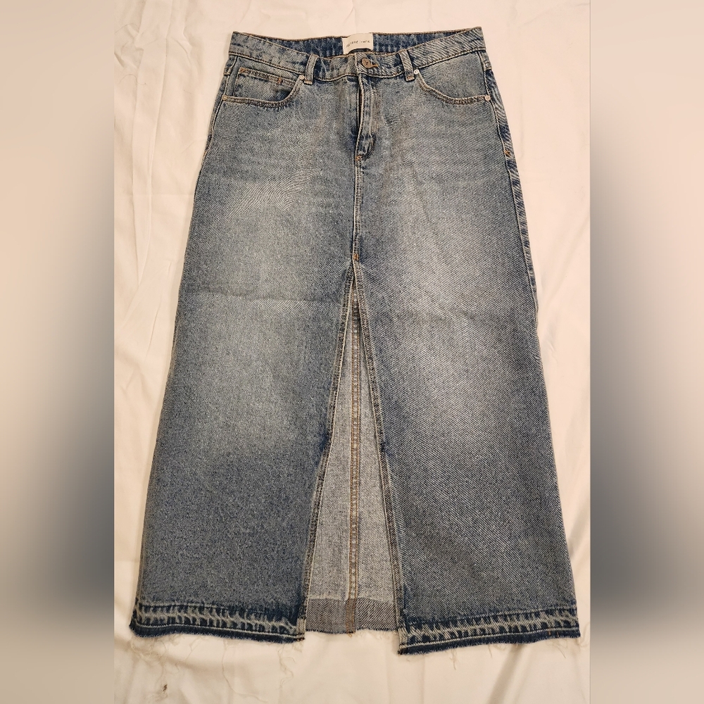 Pacsun Abrand Jeans Lulu 99 Low Rise Denim Maxi‎ Skirt Size 28 Med Indigo Blue